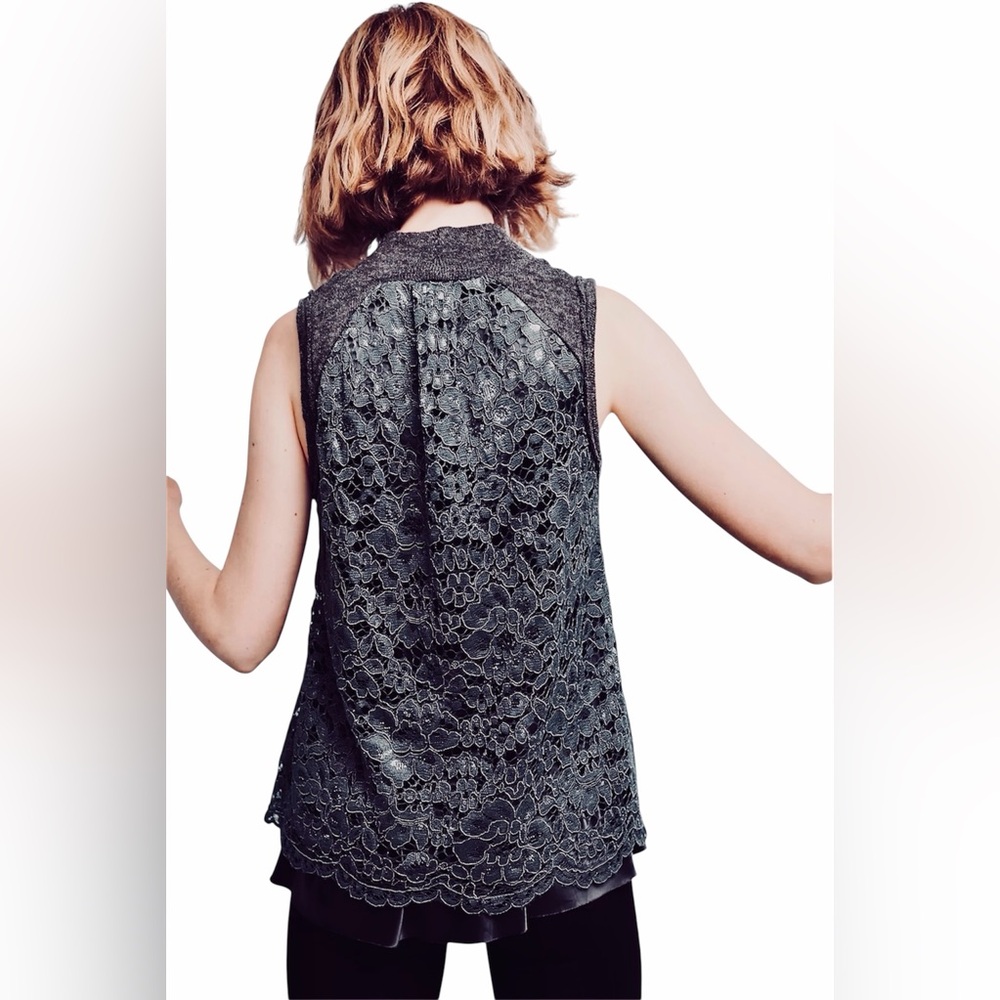 Anthropologie | Moth – Ella Turtleneck Tank – Lace Back Sleeveless Top – Size S